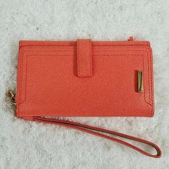 LODIS u=Under Lock and Key RFID Coral Pebble Leather  Wallet Wristlet - Picture 1 of 11